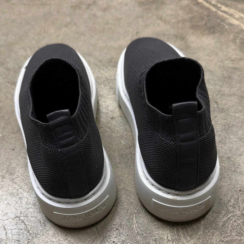 * J Slides Black Platform Slip-On Shoes